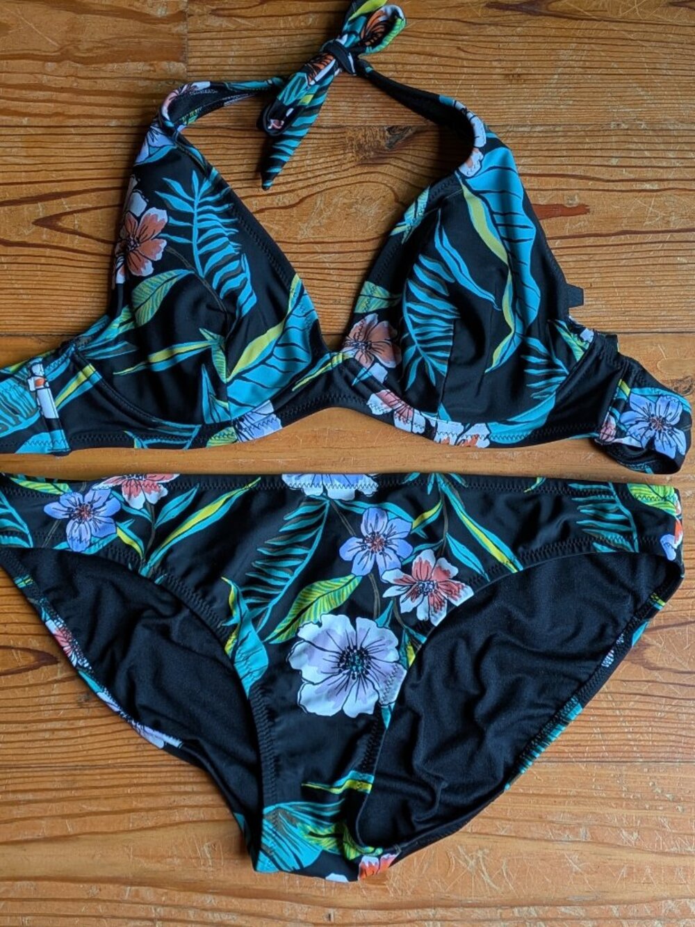 Old Navy Black Floral Bikini- Size M/L